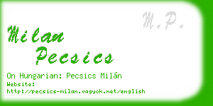 milan pecsics business card