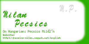 milan pecsics business card